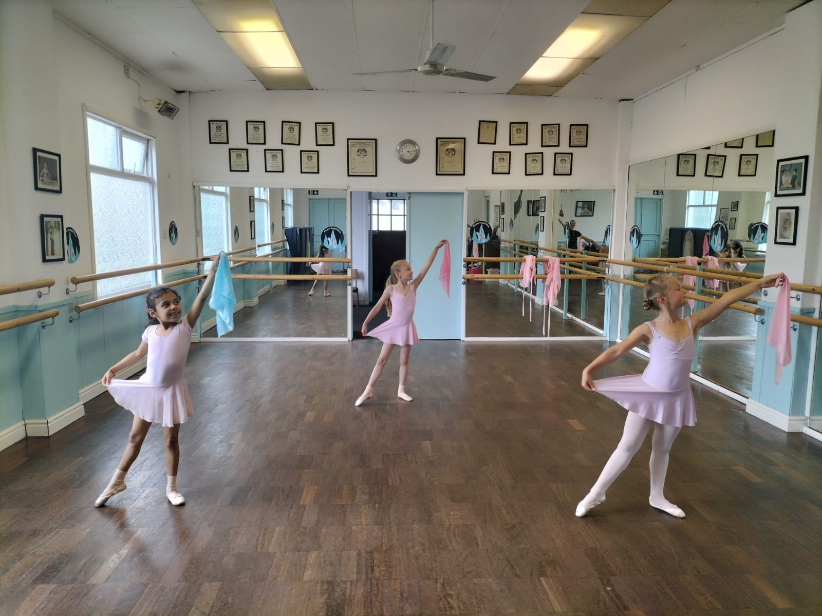 Children dancing in a ballet class 