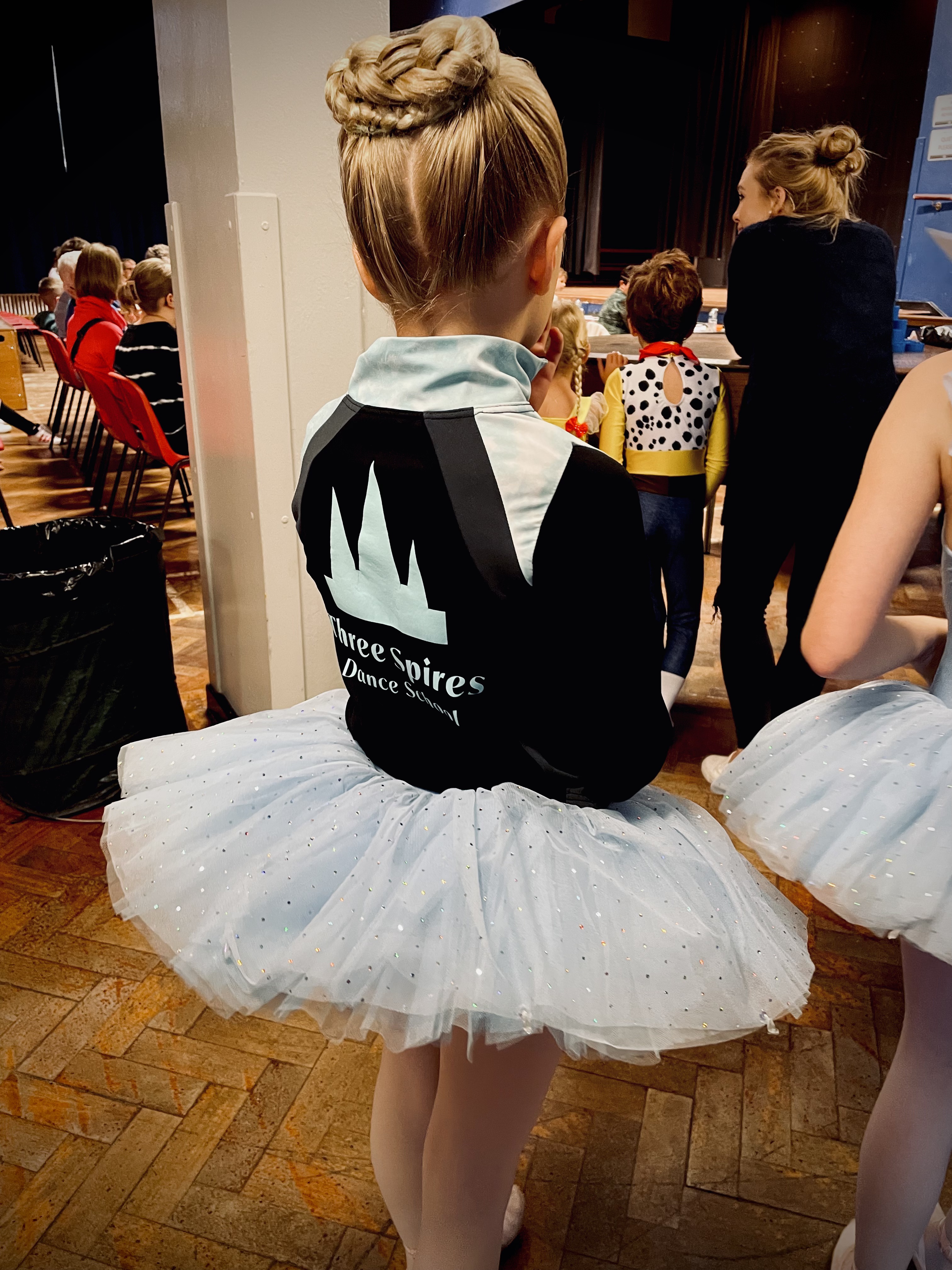 Dancer with tutu on waiting to perform